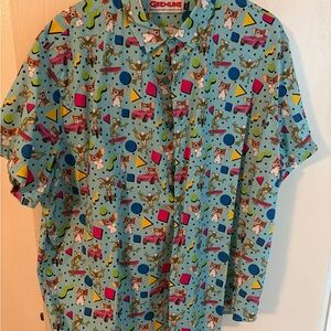 Casual Gremlins Blue and Yellow Button Down Shirt